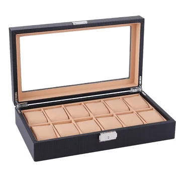 

TurnFinger Creative Simple Wooden Carbon Fiber 12 Grid Watch Display Storage Box High-end Craftsmanship Luxury Quality