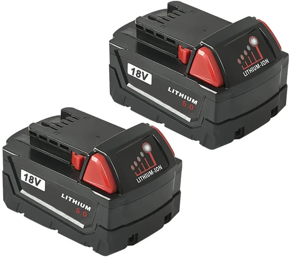 

1 Pair 18V 5.0Ah M18 Replacement Battery Compatible with Milwaukee M18 18Volt 48-11-1850 48-11-1860 Cordless Tools
