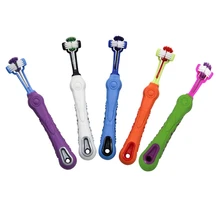 Горячая, трехсторонняя зубная щетка для животных, щетка для собак, добавка, неприятный воздух, зубной камень, уход за зубами, собака, кошка, чистка рта