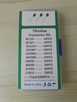 

10values*20pcs=200pcs Transistor kit BC337 BC327 2N2222 2N2907 2N3904 2N3906 S8050 S8550 A1015 C1815 to-92 Assortment pack set