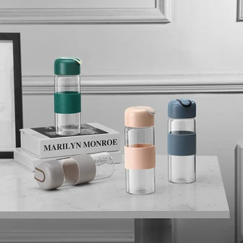 

Cute Glass Water Bottle Creative Rope Tea Cup Student Girl Kettle Gym Water Bottle Riding Kettle Couple Cups Ins Water Bottle 11