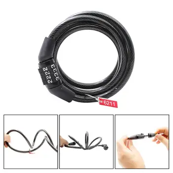 

Fixed Password 4-Digit Anti-theft Cable Lock Bike Code Lock Mountain Bike Portable Security Steel Wire Lock Bicycle Safety Lock