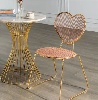 

Modern Minimalist Makeup Chair Creative Iron Chairs Backrest Dining Chair Nordic Light Luxury Cafe Table Chair Wire Chairs