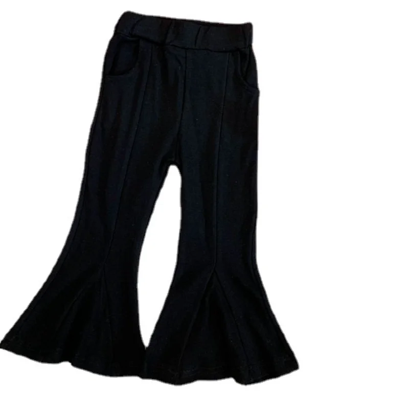 WLG-pantalones de otoño para niñas, tobilleras bonitas de color negro sólido, informales que combinan con todo - Madre y niños