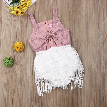 

Princess Summer Newborn Baby Girls Clothes Bodysuits Cute Lace Tassel Bow Backless Toddler Infant Kids Jumpsuit Clothing Outfits