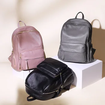 

2020 Spring and Summer New Women's Leather Bags European and American Full-Grain Leather Embossed Leather Backpack Schoolbag