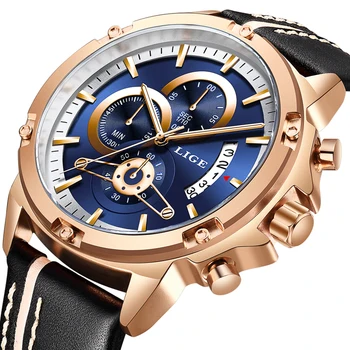 

LIGE Sport Watch Analog Quartz Watches Men Top Brand Luxury Mens Watches Leather Waterproof Wristwatch Relogio Masculino+Box