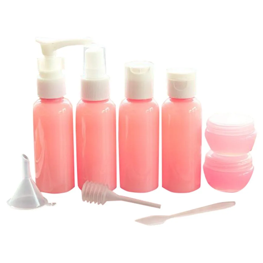 9pcs Refillable Bottles Kit Plastic Jar Travel Size Liquid Foundation Lotion Bottle Set  (12)