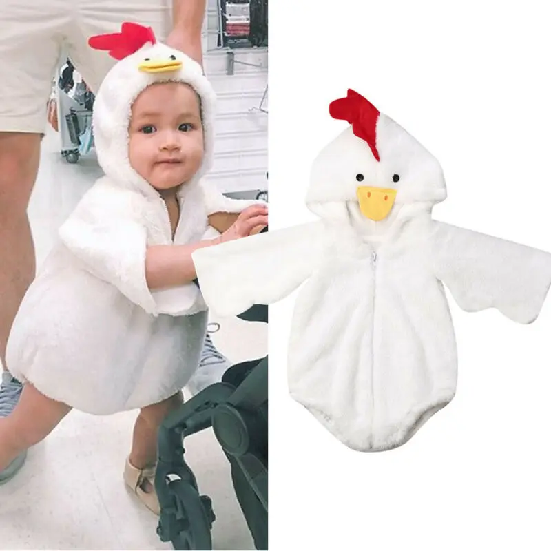 Cute Newborn Infant Baby Girls Boys Fuzzy Chick Rompers Jumpsuit Outfits Costume
