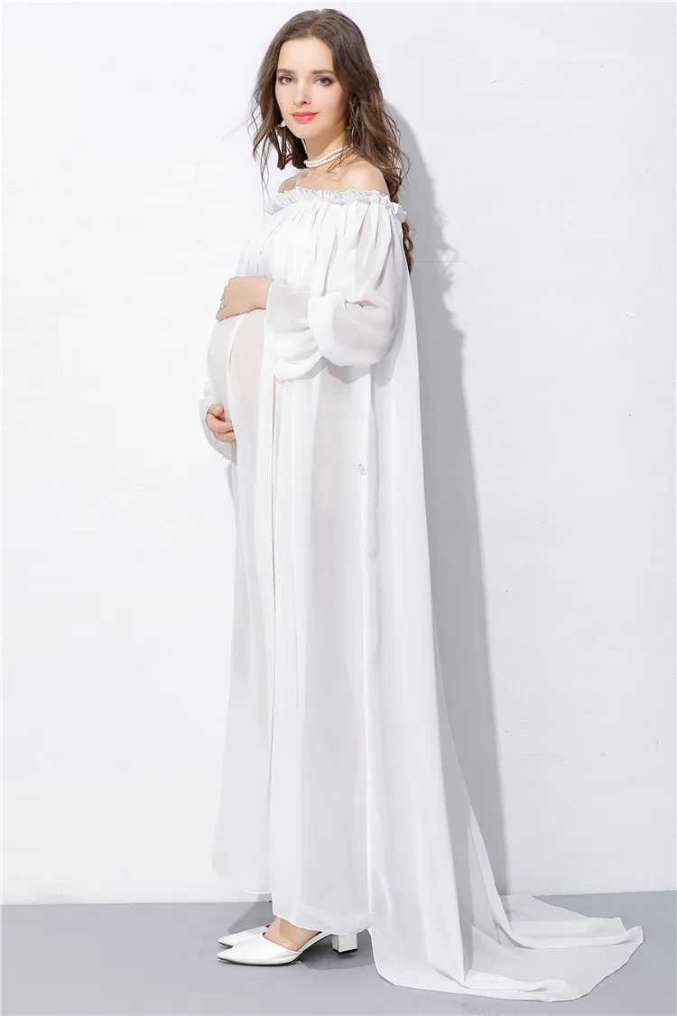 Shoulderless Maternity Shoot Dress Chiffon Maxi Maternity Gown Photo Props Long Pregnancy Dresses Photography For Pregnant Women (3)