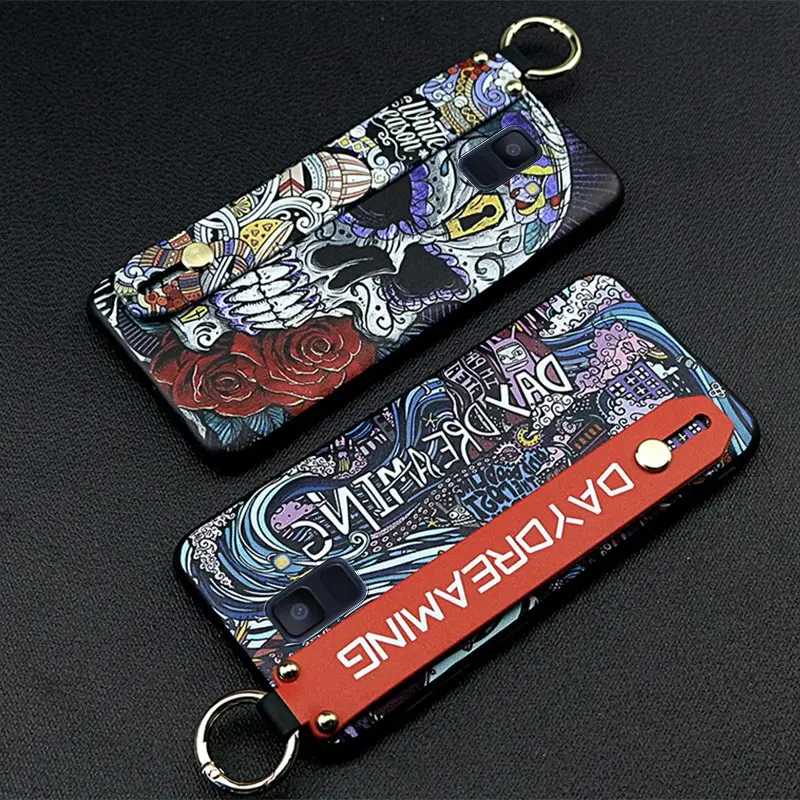 Shockproof Phone Case For Samsung A8 2018 / A5 Fashion Design Soft Kickstand Graffiti Holder Series Lanyard | Мобильные телефоны и