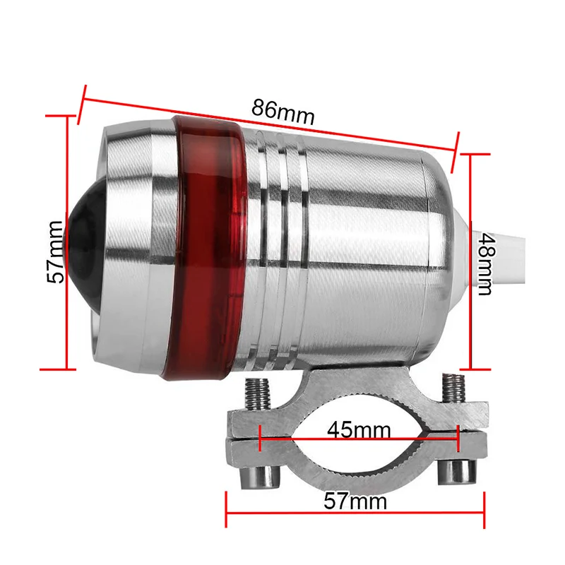 Пара мотоциклетных U3 светодиодный светильник для вождения 6500K Серебряная оболочка с ангельскими глазами красная противотуманная фара Точечный светильник для универсальных мотоциклов