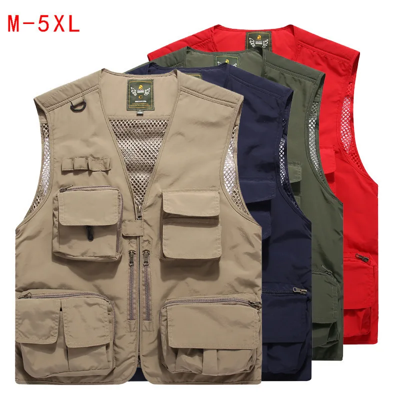 

Men Multi-pockets Fishing Vest New Style Youth Men's Wear Waistcoat Thin Four Seasons Loose And Plus-sized Waistcoat 9812