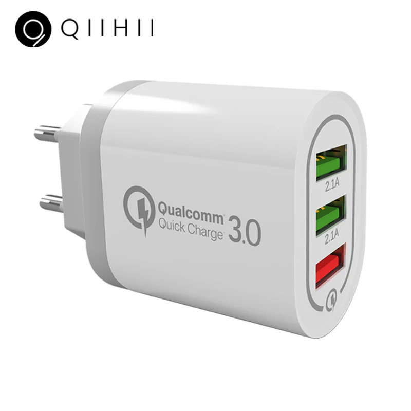 

QIIHII Usb Charger Quick Charge 3.0 For Samsung Fast Charger For iphone 8 7 X XS Max 3 Port Usb Wall Charger For Xiaomi Huawei