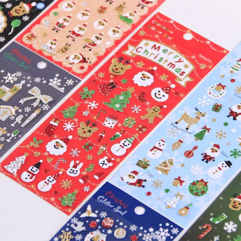 

24 pcs/lot Christmas PVC Gilding Snowflake Elk Plane Decorative Sticker Scrapbooking Stick Diary Stationery Album Stickers
