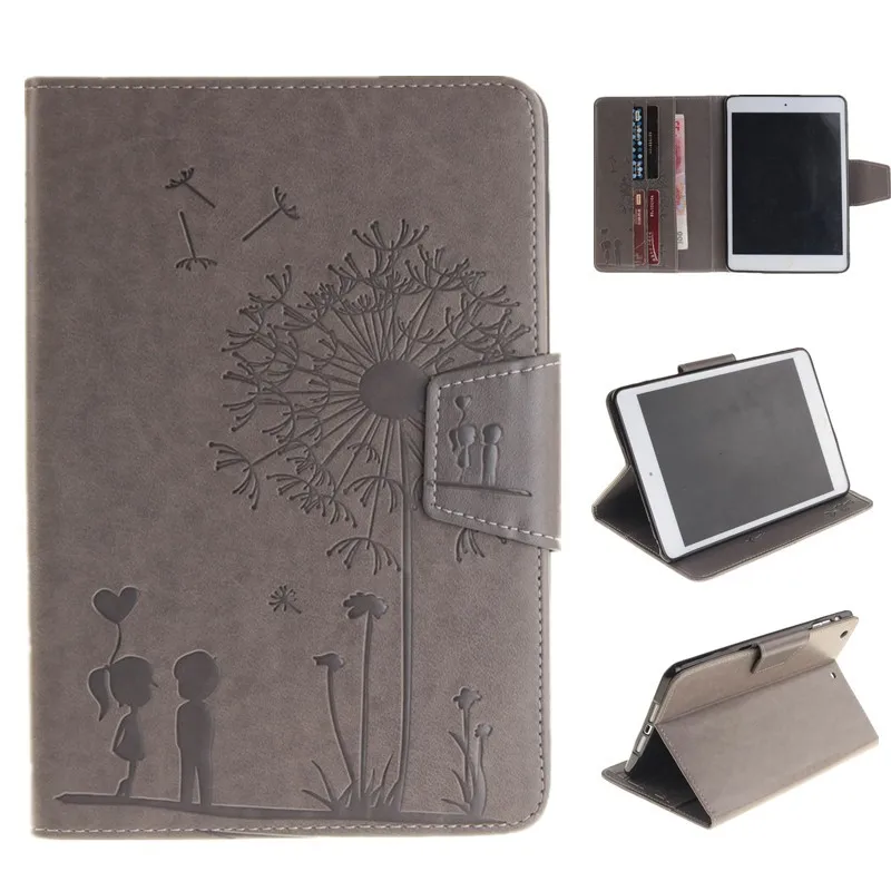 Retro Embossing Dandelion Lovers Case For Ipad Mini 2 Case for Ipad Mini For Ipad Mini 3 Mini 1 Magnet PU Leather Wallet Case (25)