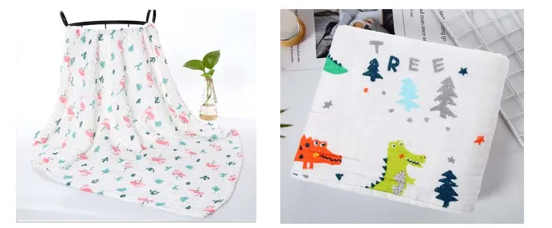 2PCS Baby Bath Towel Newborn Bathrobe Cotton Gauze 6 Layers Washcloth Blankets Child Robe Kids Facecloth Muslin bathroom towels