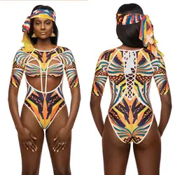 Женский Африканский модный пляжный купальный костюм Анкара бикини Купальники Rashguard Femme Bazin Dashiki купальник индийский бикини