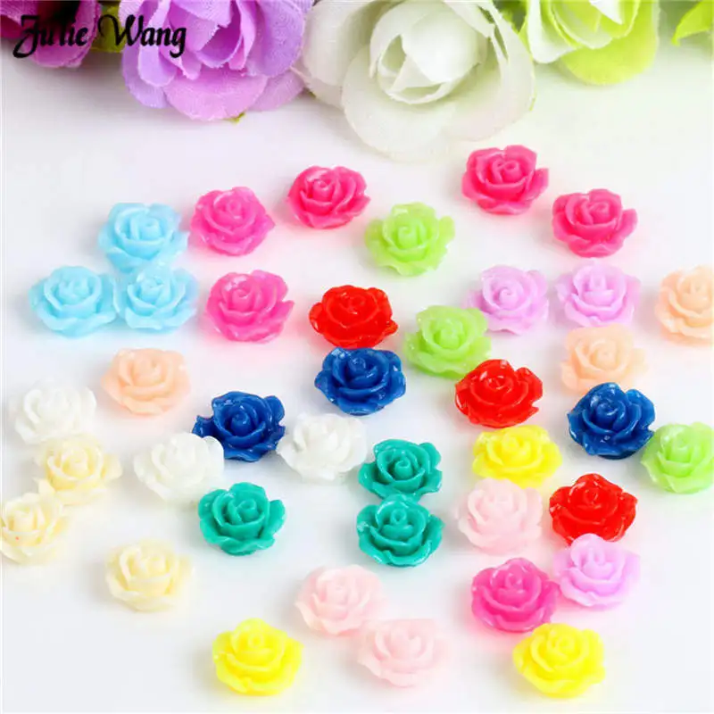 

Julie Wang 20pcs Resin Rose Slime Beads Flatback Cabochon Mix Color Phone Case Scrapbooking Embellishments Hair Accessory Making