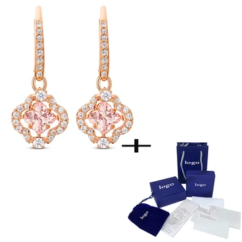 

2020 New Fashion SPARKLING DANCE Clover Shape Pink Lady Pierced Earrings Classic Jewelry for Girlfriend Engagement Birthday Gift