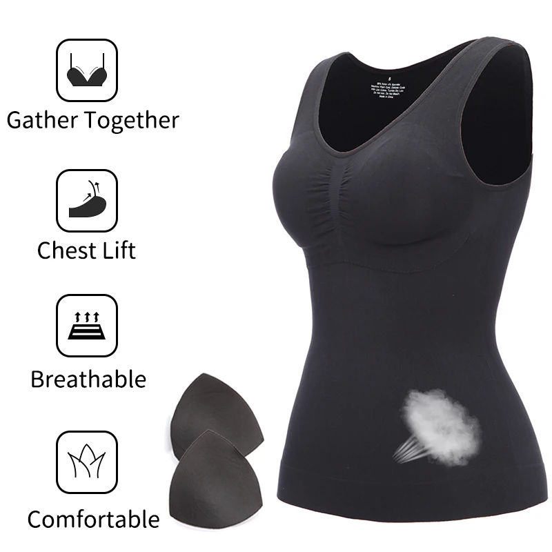 Shapers Slimming Tank Tops Women Tummy Control Shapewear Seamless Comprission Camisole Body Shaper Waist Trainer Padded Corset