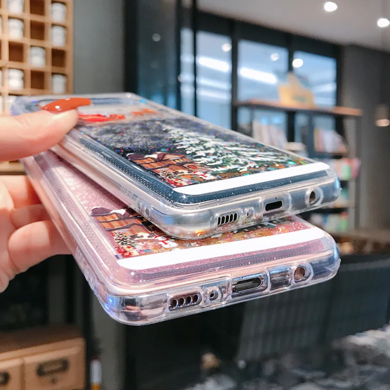 For Samsung Note 10 Plus Cover Christmas Tree Liquid Sand TPU Glitter Back Case for Samsung Note 10 8 9 S8 S9 S10 Plus Coques
