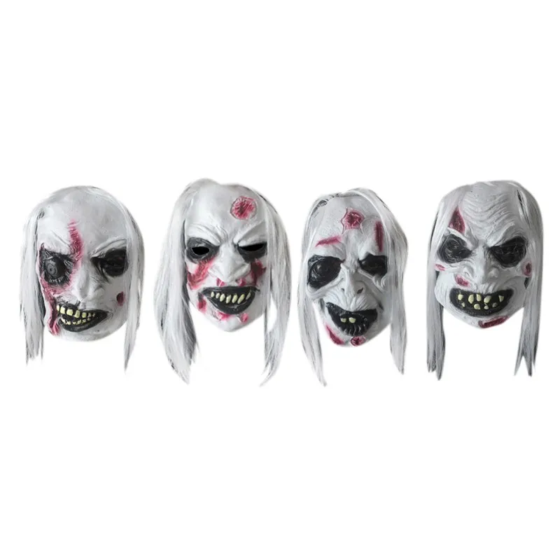 Pennywise Хэллоуин косплей улыбающийся ужас маска для призраков с белыми волосами мягкая Rotocast маска для усиления Хэллоуина атмосферу