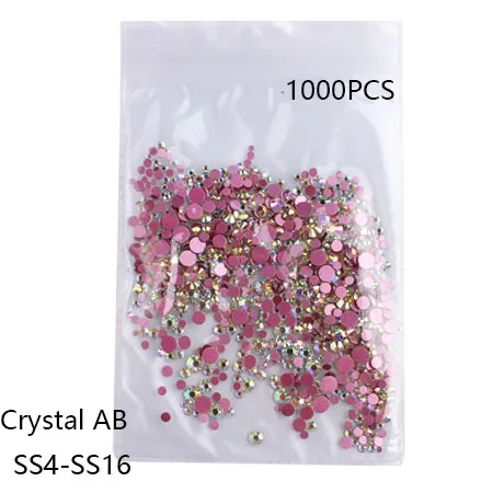 Crystal AB-Mixed Siz SS3-SS30 стразы набор посыпанная порошком обратная сторона AB белый кристалл стекло горячей фиксации Flatback дизайн ногтей Стразы для ногти "сделай сам" - Цвет: Crystal AB-Mixed Siz
