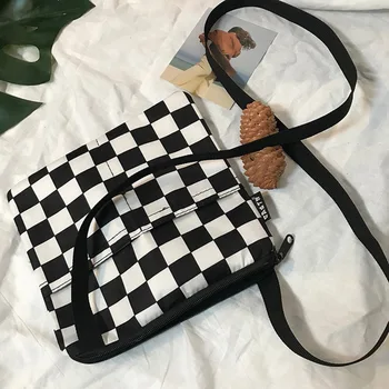 

Fashion Crossbody Bags For Women Shoulder Bag Black plaid Shoulder Messenger Bag Outdoor Travel Canvas Bag Women Bags