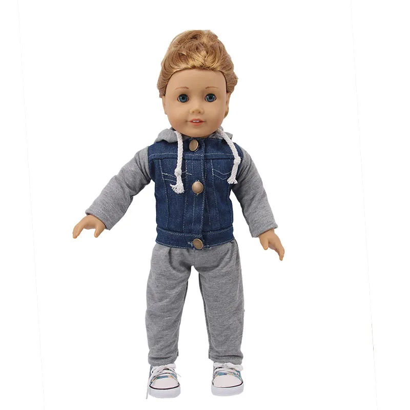 18 дюймов 2 шт. кукла в стиле деним одежда милый высококачественный джинсовое худи костюм подходит для ребенка Брон американский и 43 см Кукла Reborn игрушка