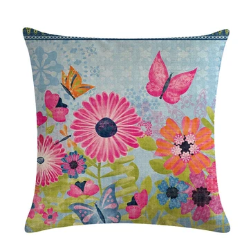 

Pillow Cover Cushions Butterfly Flower Bird Spring Pattern Sofa Oil Painting Pillowcase Case On The Pillow Art Throw Pillows