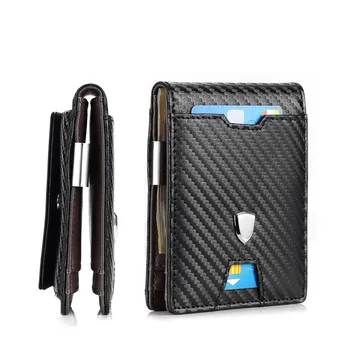

Europe and United States Carbon Brazing Dimension RFID Put Anti-theft Brush Men's Dollar Clip Wallet Card Holder ID Card