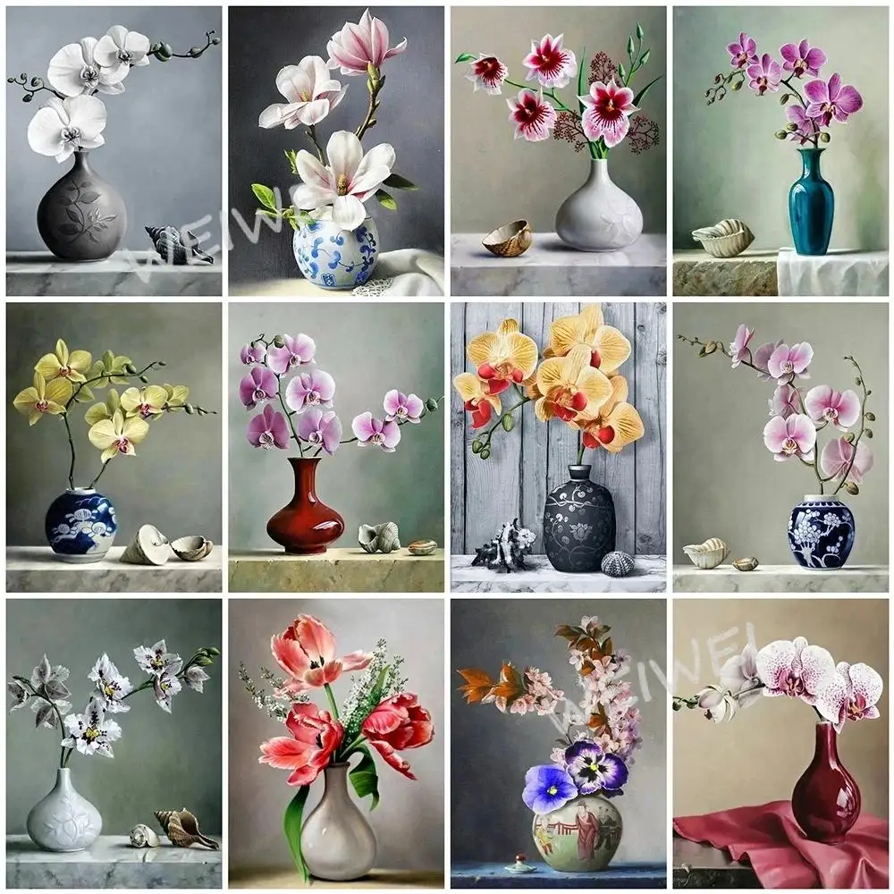 5D Diy Diamond Painting Chinese Style Elegant Fall Flower Vase Embroidery Cross Stitch Kits Handicraft Needlework | Дом и сад