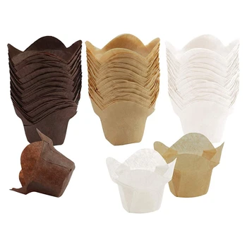 

150 Piece Lotus Baking Paper Cup Cupcake Muffin Liner Paper Towel, Brown, Natural and White Home Party Bakery Baking Store Uses