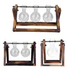 Frame Glass Vase Tabletop Terrarium Hydroponics Plant Vases Bonsai Transparent Flower Pot with Wooden Tray Home Decor 3