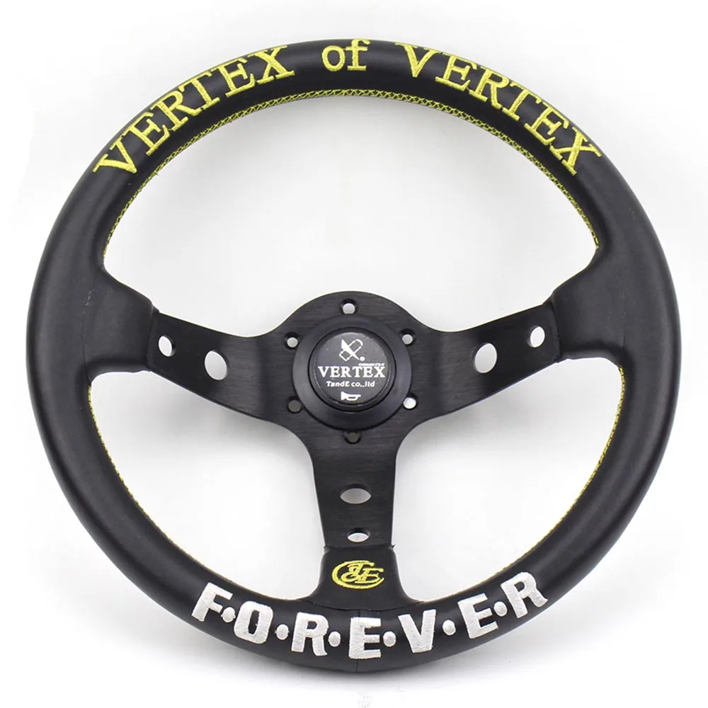 Vertex Of Vertex Racing Sport руль 330 мм Глубокий Универсальный кожаный руль - Цвет: Золотой