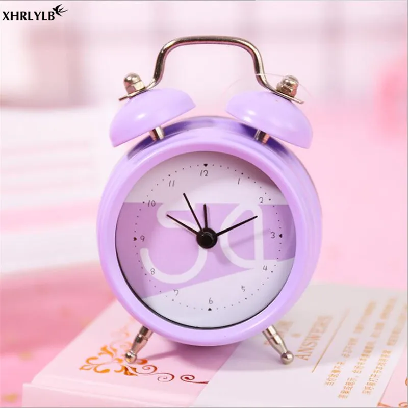 XHRLYLB Creative Cartoon 2 Inch Round Alarm Clock Double Bell Metal Pointer Digital Alarm Student Decoration Small Table Clock.5 - Цвет: 7