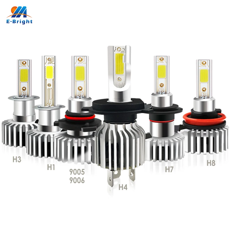 

YM E-Bright 2 PCS LED Car Headlight Bulbs H1 H3 H7 H8 H11 9005 9006 H4 COB 30W D9 12V 24V DC 3300Lm 6000K Auto Headlamps White