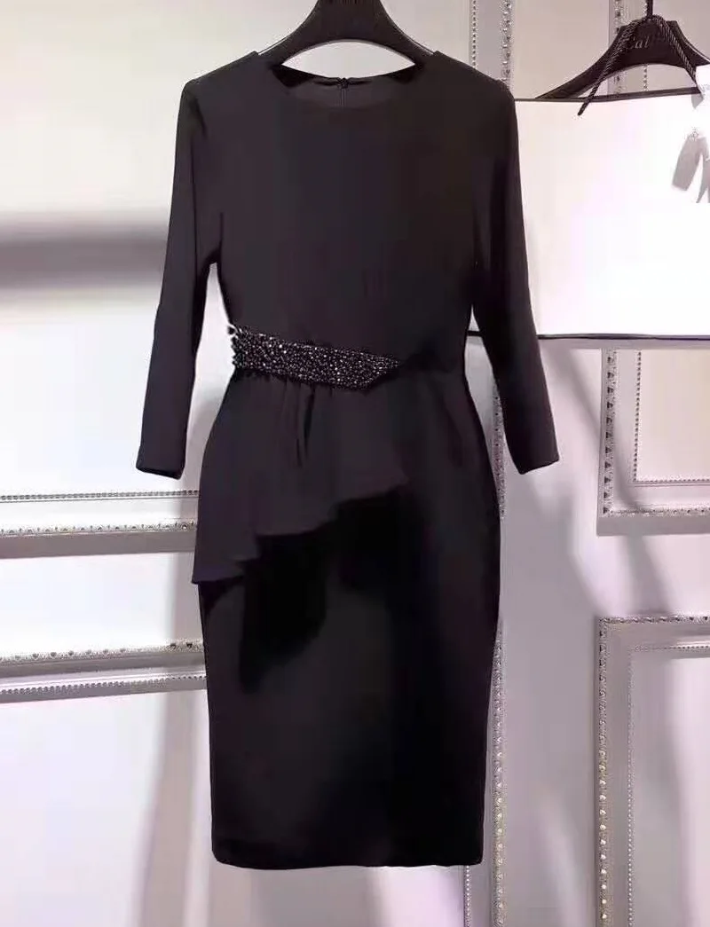 XXL Платье Vestidos De Fiesta весенние вечерние коктейльные женские платья с бисером и оборками в стиле пэчворк с рукавом 3/4 облегающее платье фиолетового и черного цвета
