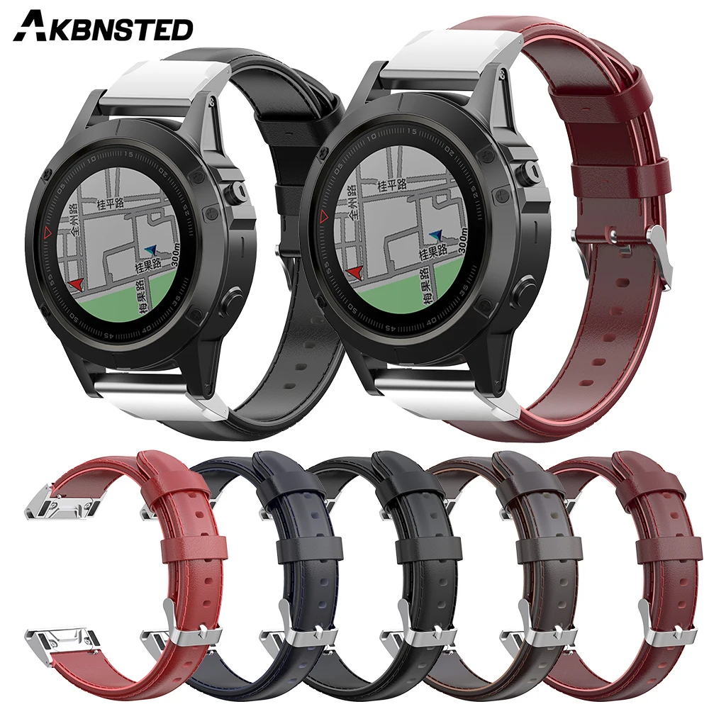 AKBNSTED 20 22 26 мм масло воск кожаный ремешок для часов Garmin Fenix 3 HR 5 5S 5X 6 6S 6X Forerunner 935 945