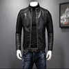 HCXY 2022 Autumn Men's Leather Jackets Coats Men Outwear High quality PU Leather Windproof Waterproof Slim Fit College Luxury ► Photo 2/6