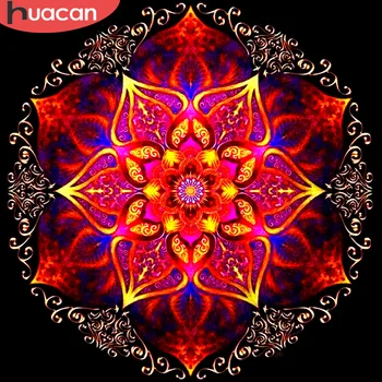 

HUACAN 5D Diamond Painting Flowers Full Square Embroidery Mandala Mosaic Handmade Cross Stitch Home Decoration