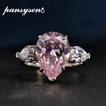 

PANSYSEN 10ct Classic Pure Silver 925 Fine Jewelry Citrine Sapphire Rings for Women Luxury Brand Ring Wedding Engagement Gifts