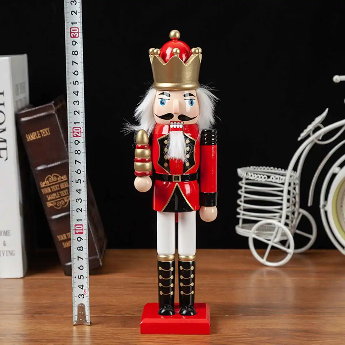 Red King 30 CM Wooden Nutcracker Soldiers Doll Christmas Ornament Soldier Puppet Decoration Home Office Decor Christmas Gift Toy - Цвет: Red King