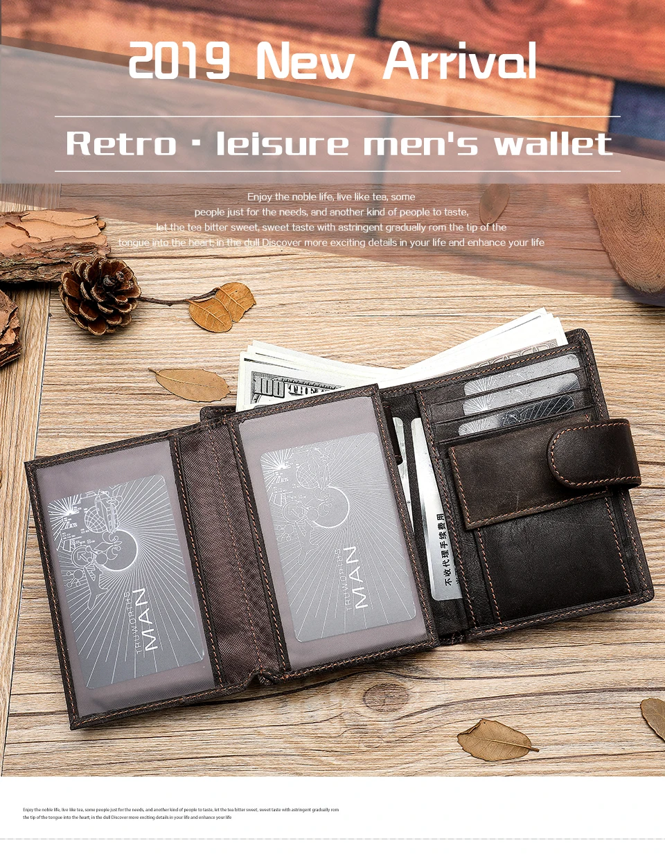 Классический мужской кошелек из натуральной кожи, кожаный бумажник ручной работы, держатель для карт, кошелек для монет, мужские короткие бумажники для мужчин 8301