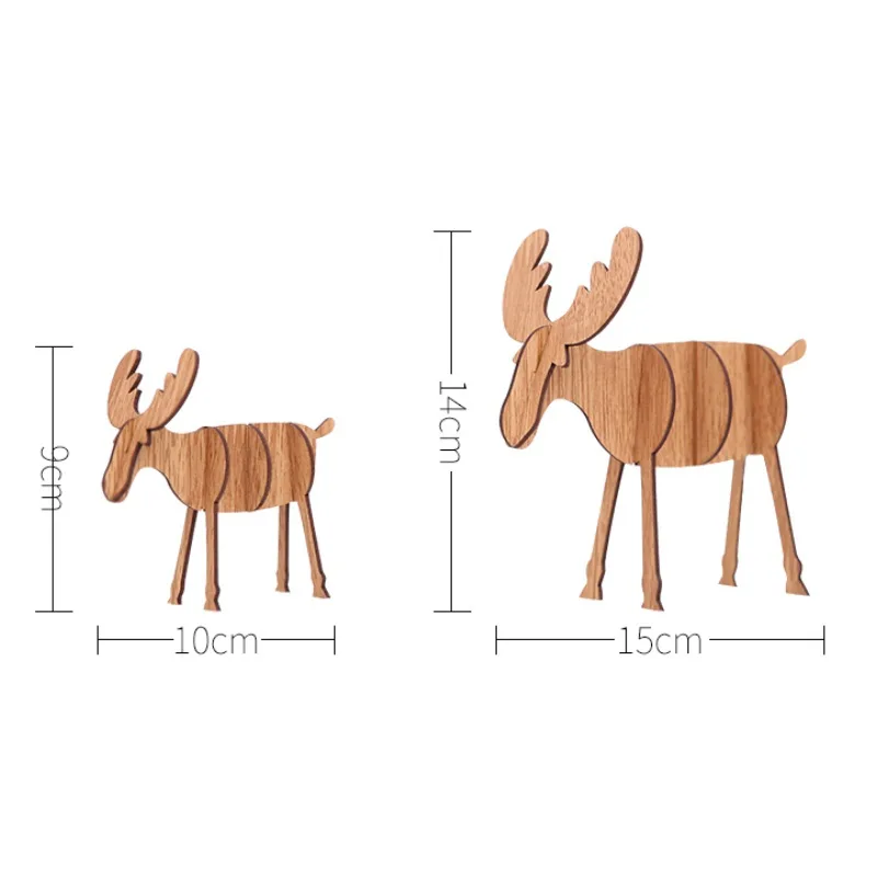 2PDIY Wood Elk Figurines for Home Party Christmas Decor Xmas Desktop Ornaments Kids Gift Christmas Wood Home Decoration CM