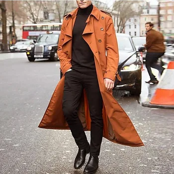 

2020 Trench Coat Men Buttons Mens Overcoat Casual Slim Fit Windbreaker Plus Size Solid Long Coat Fashion Thin Spring Coats Homme