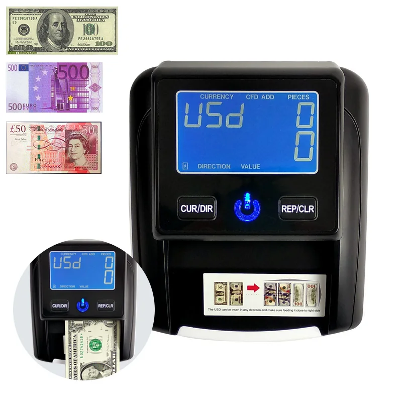 Машинка для денег УФ светодиодный/ЖК-дисплей с лампой, удобный детектор банкнот, USD/EUR/GBP/рубль/BRC, поддельные деньги, евро,деньги фальшивые детектор, счетчик банкнот касса купюры