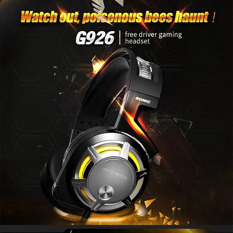 SOMIC G926 USB игровая гарнитура светодиодный свет 7,1 объемный звук Игровые наушники с микрофоном для ПК/PS4 игры