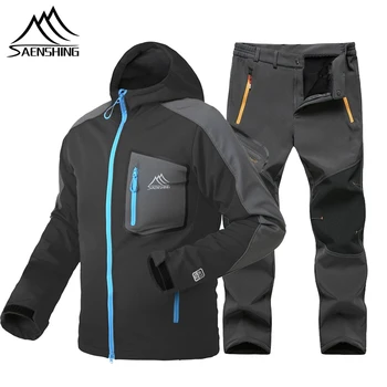 

SAENSHING Men Softshell Fleece Jacket Set Winter Waterproof Warm Outdoor Hiking Trekking Camping Jacket+Pants Climb Sport Suit